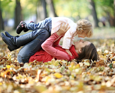 Woman and child having fun